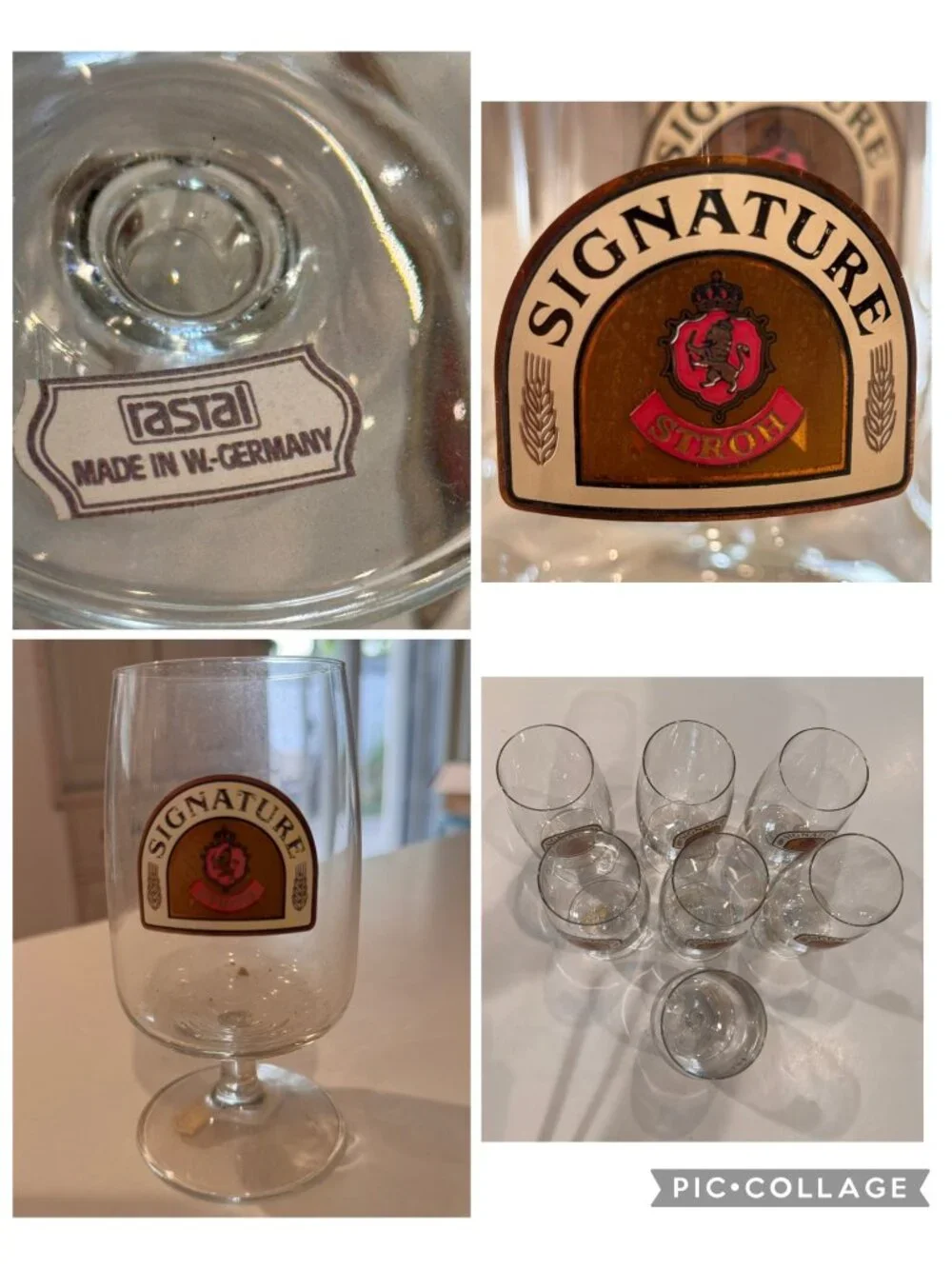 Stroh Signature Pedestal Beer Glass Rastal Germany Lot of 7 Breweriana Vtg NOS